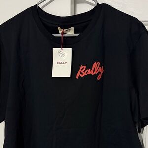 Men’s Bally Black Tee with Red Script NWT